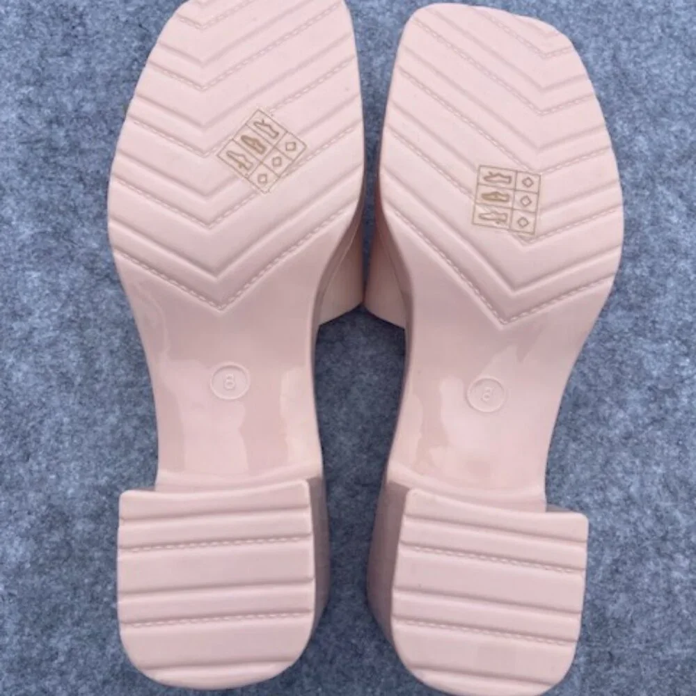 Urban Outfitters Womens Pink Slip On Jelly Square toe platform Heels Size 8 NEW